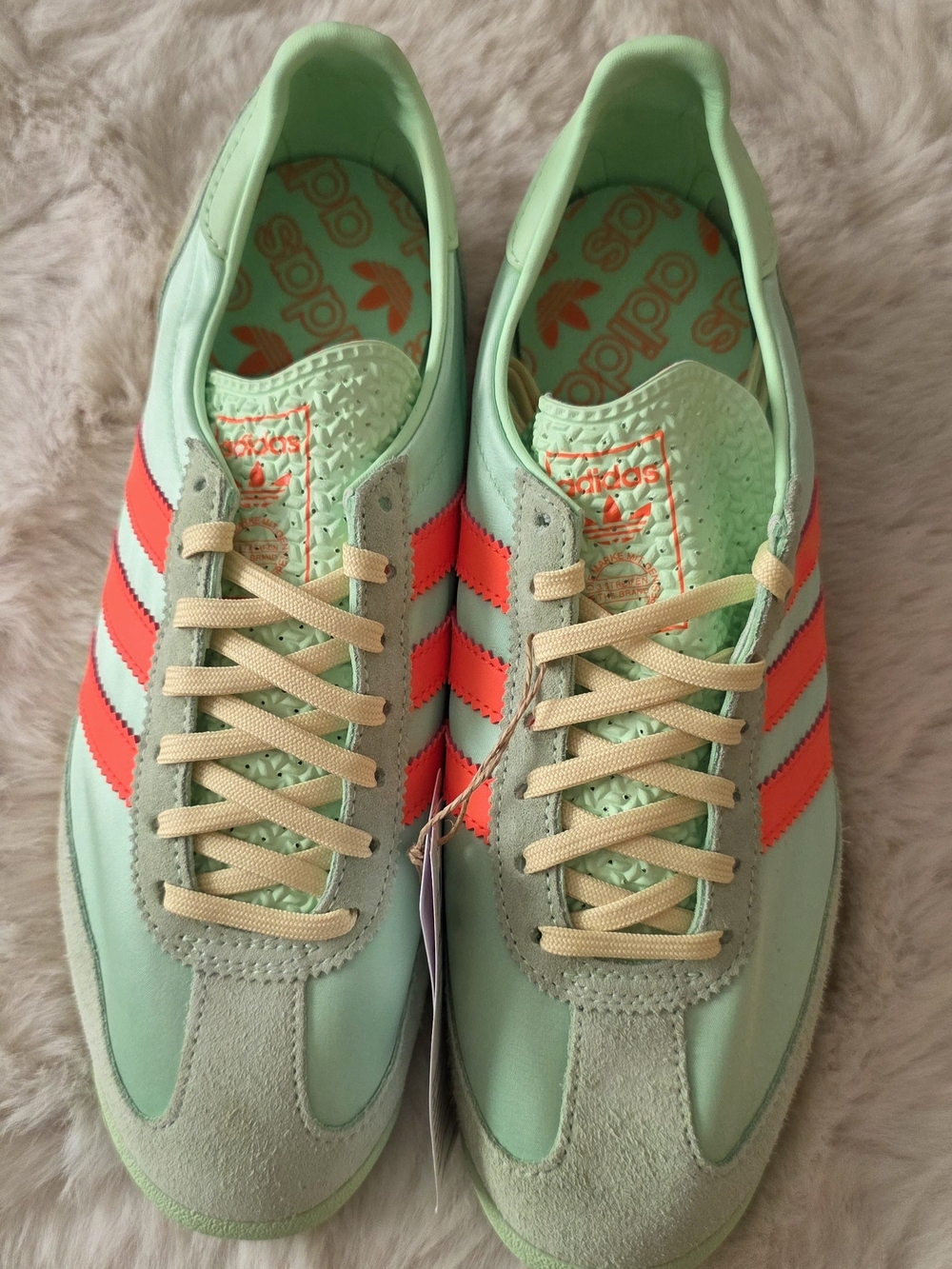Adidas SL 72 OG Sneakers In Mint Green with Coral Stripes. - Picture 11 of 12